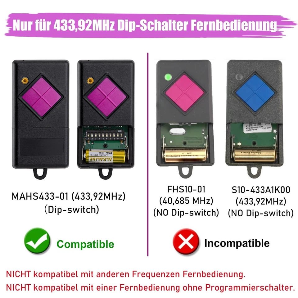 2x Ersatz Handsender für Dickert 1-Kanal 433,92 MHz MAHS433-01 MAHS 433MHz NEU - Bild 3 von 4