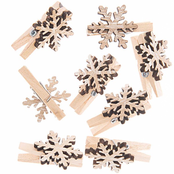 GW9435 Deko-Clips Schneeflocke Natur Holz 8 StüCk 20X23 Mm Neu & Ovp-image