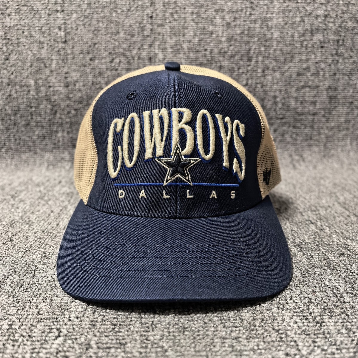 '47 Brand Dallas Cowboys NFL Trucker Hat Navy Blue Tan Strapback Cap