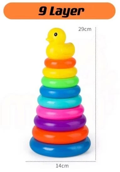 Rainbow Tower Duck Ring NEW Rock-a-Stack Baby Toddler Stacking Toy Multicolor - Image 3 of 4