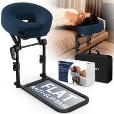 Massage Headrest for Bed, Adjustable Height Face Cradle for Home Spa, Blue