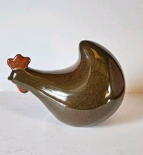 Simplistic Ceramic Brown Glazed Fat Hen Chicken Ornament Country Kitchen