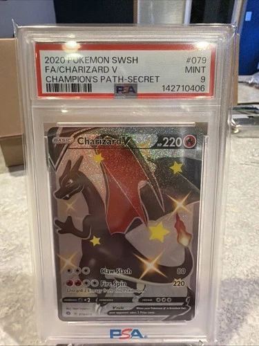 2020 Pokemon Champion's Path Charizard v Secret #79 PSA 9