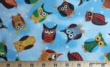 Owl Valance Nocturnal Birds Owls Stars Blue Sky Nursery Window Curtain Topper