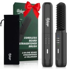 Beard Straightener for Men, Portable Cordless Heated Hair Beard Straighteni...