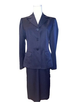 Evan Picone two-piece navy blue skirt suit front pockets 6 NWT