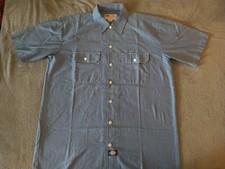 Vintage 90s Dickies Work Shirt Mens Large Blue Short Sleeve Button Up Grunge