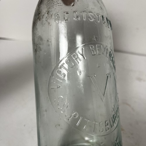 Vintage Victory Bottle Works vetro trasparente anni '20 bottiglia di soda Pittsburgh PA - Foto 6 di 13