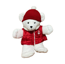 Dan Dee White Teddy Bear Plush Stuffed Animal Red Vest Hat