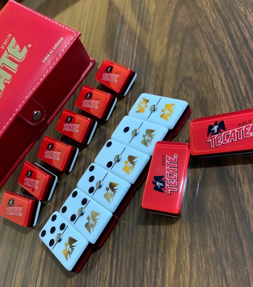 Dominoes Set Cerveza Tecate in Faux Leather Case Domino - Rio Grande Store