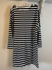 EVERLANE Black & White Stripe Nautical Dress XL Organic Cotton Boat Neck