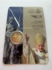 2011 San Marino 2 Euro Commemorative Visit of Pope Benedict XVI Coin Card New
