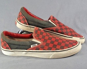 vans slip on checkerboard red black