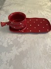 Temp-tations Ovenware by Tara Soup Bowl & Sandwich Plate Red & White Polka Dots