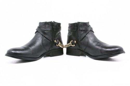 Steve Madden Ringoo Black Leather Harness Chains Ankle Boots 6 M Medium - Picture 3 of 12
