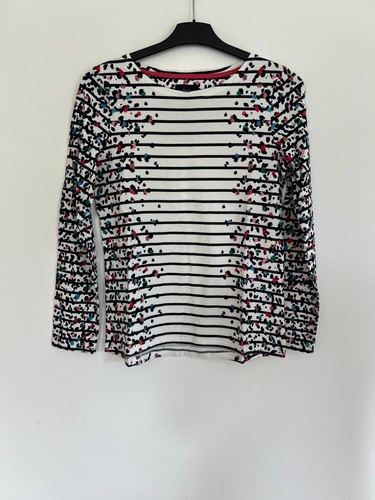 JOULES Harbour Top Size 10 Women's Cream Navy Stripe Leopard Print Cotton NEW - Picture 22 of 22