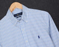 RALPH LAUREN Slim Fit Poplin Casual Shirt Men Size S Long Sleeve Check