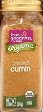 TRUE GOODNESS USDA Organic Ground CUMIN Spice - 0.99 oz Jar