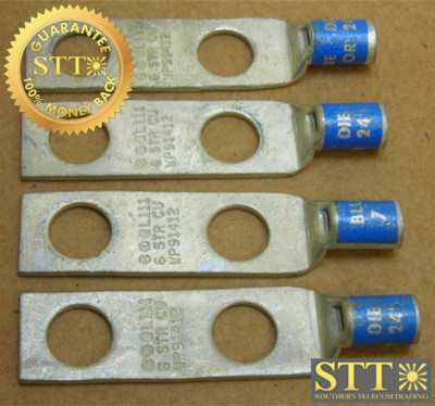 WP91412L111 LUCENT COMP LUG 3/8'' STUD 2 HOLE BLUE (LOT OF 4) NEW