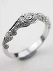 Vintage 1Ct Simulated Diamond Art Deco Wedding 14K White Gold Plated Band Ring