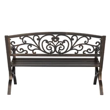 50in Butterfly Back Cross Feet Bronze Iron Bench