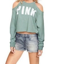 PINK Cold Shoulder Crop Sweatshirt Size M