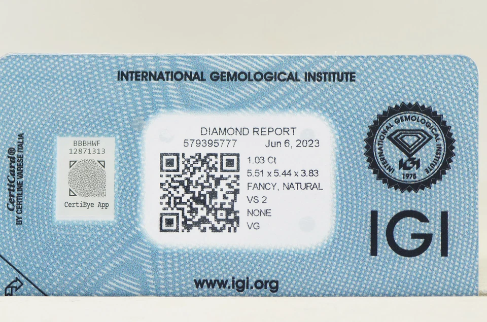 Asscher Shape Diamond Fancy Brown Color Loose 1.03 Carat VS2 IGI Certificate - Image 4 of 4