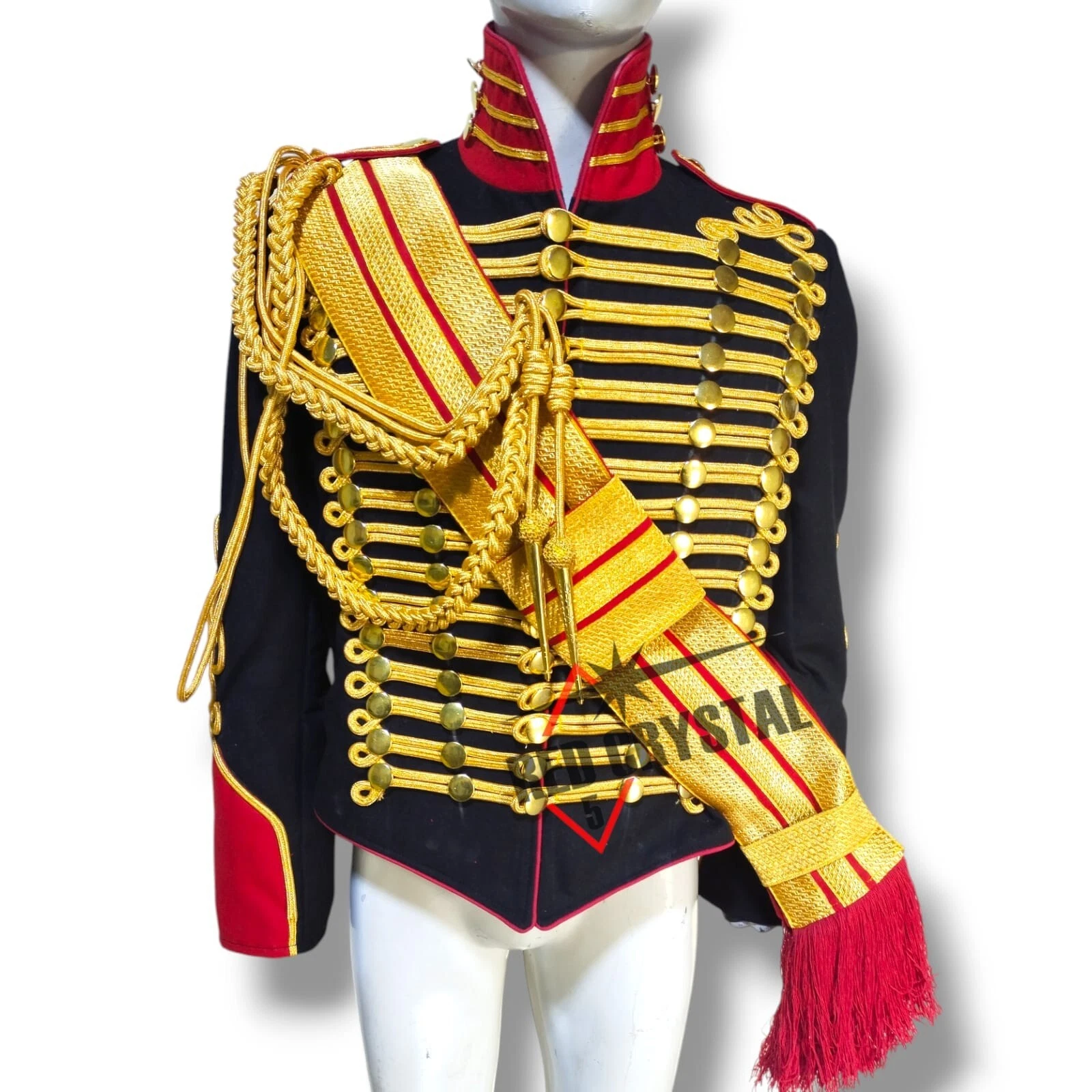 BURBERRY Giacca Lana Nero Generale Uomo Ussaro Personalizzata Cerimoniale Oro Intreccio