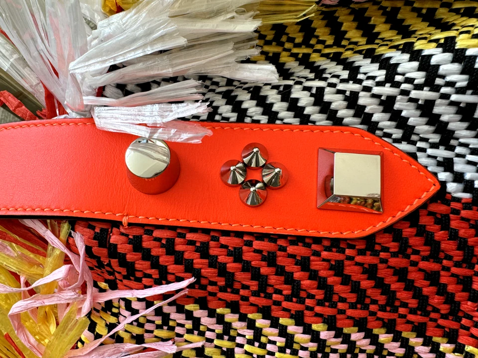 Christian Louboutin Frangibus small Raffia Leather Tote - Image 2 of 4