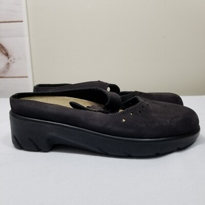 Stegmann Mary Jane Slip On Shoes Clogs Suede Leather Size 5M Brown.
