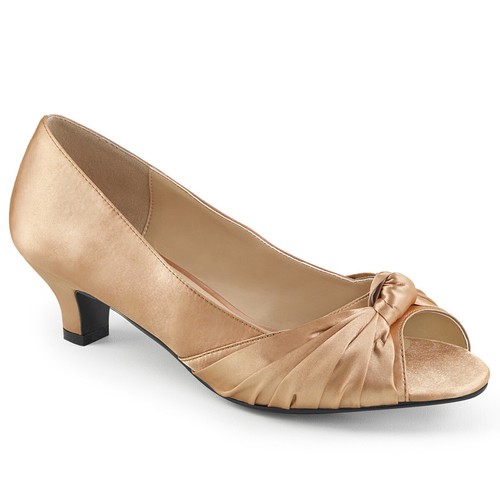 Blush Nude Satin Peep Toe Vintage Pinup 