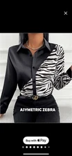 Polo Bonetta L-XL Asymmetric Zebra Shirt Women’s 