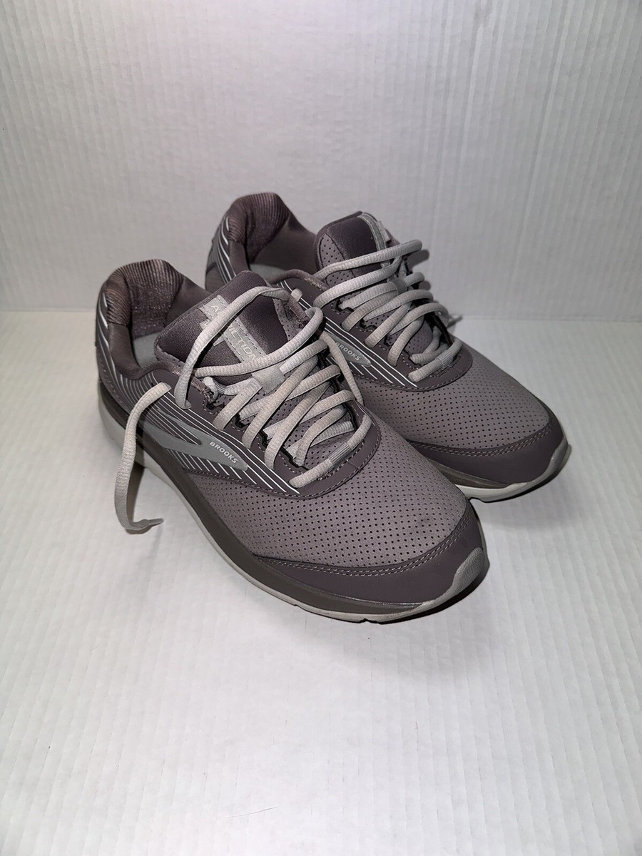 Brooks Addiction Walker Suede Womens B Shoes Walking Gym Comfort Lace Up  Gray