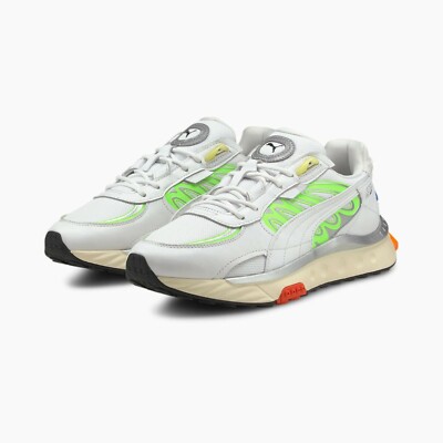 Puma Men's WILD RIDER TECHNO Running Shoes White/Green 381596-03 g