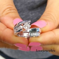 1.50CT Princess Cut Real Moissanite Engagement Wedding Ring 925 Sterling Silver