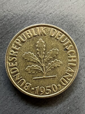 希少品‼︎ 10PFENNIG ミントマークG 1950年 ドイツ連邦共和国 レア German Federal Republic 10 Pfennig 1950 Coin - Bundesrepublik