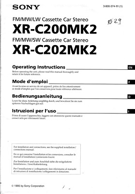 Sony XR-C200MK2 + C202MK2 BDA Autoradio gut Gebrauchsanweisung D F Engl I manual
