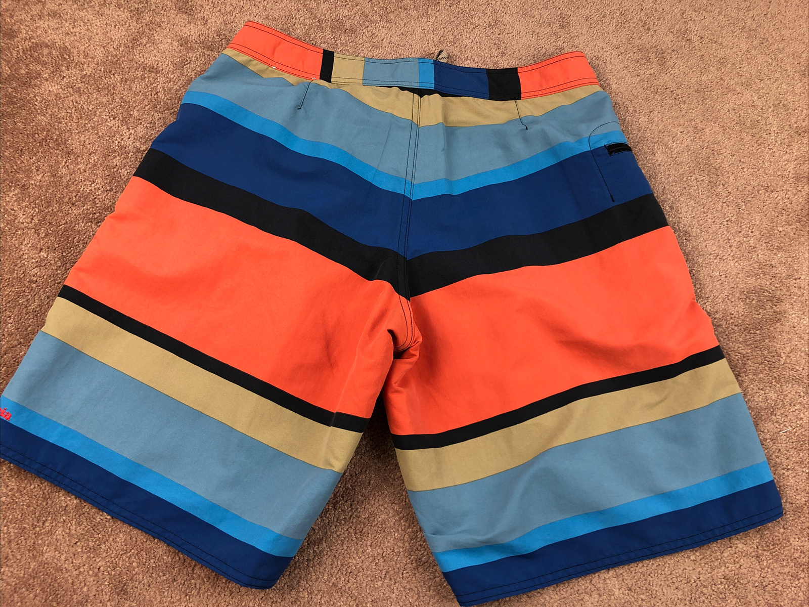 Patagonia Blue & Orange Striped Board Shorts Size 34 Gem