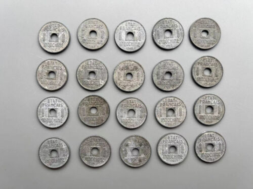 A 1942 & A 1943 Francais Indochina 0.25 (1/4) Cent Coins--XF!