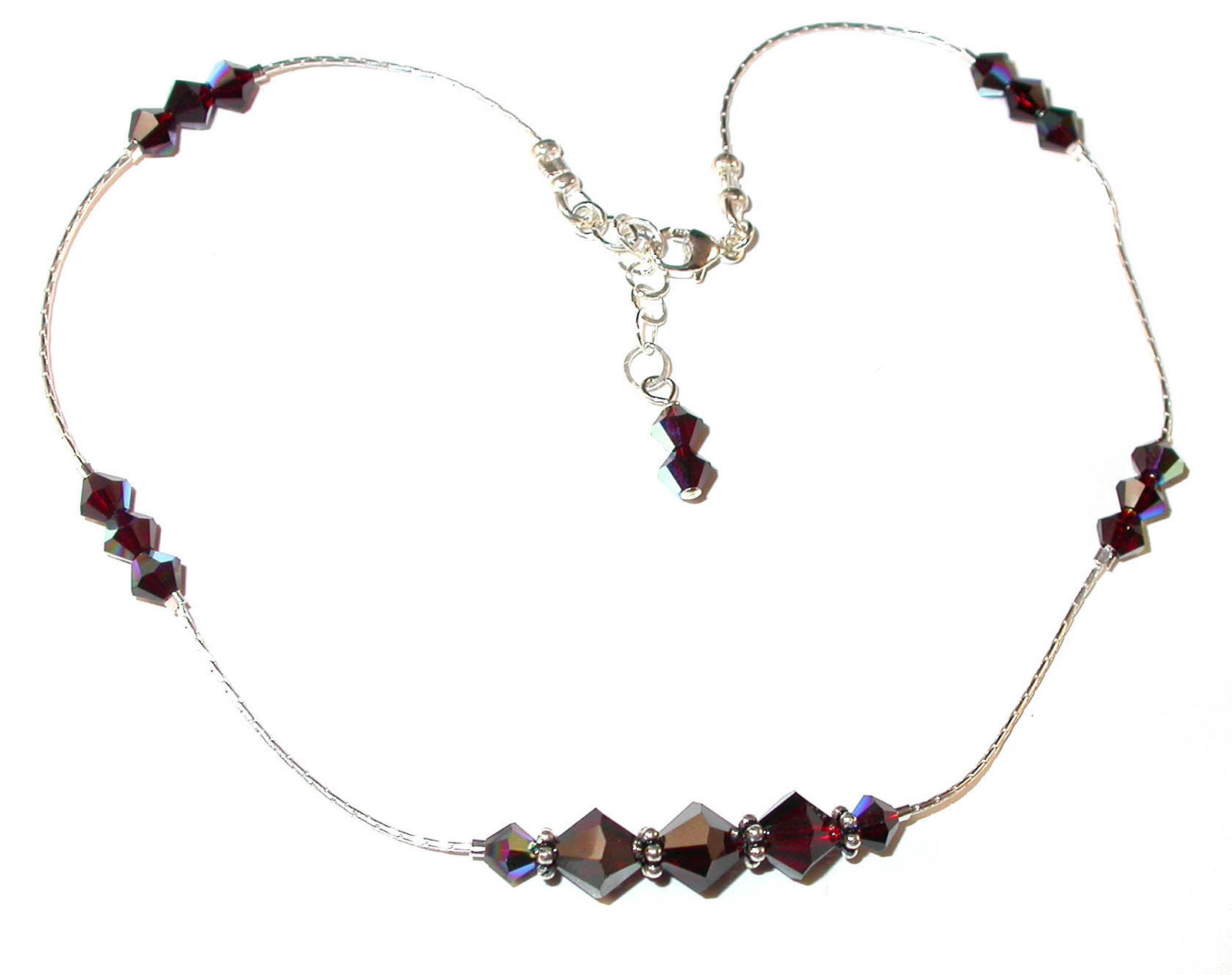 SWAROVSKI Elements CRYSTAL ANKLET Sterling Silver Ankle Bracelet GARNET Deep Red