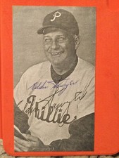 EDDIE SAWYER AUTO🔥🔥 PHILLIES  🔥POSTCARD 1976🔥🔥