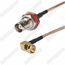 BNC Female Jack Bulkhead Nut to SMA Male Right Angle RF Pigtail Cable RG316 60cm