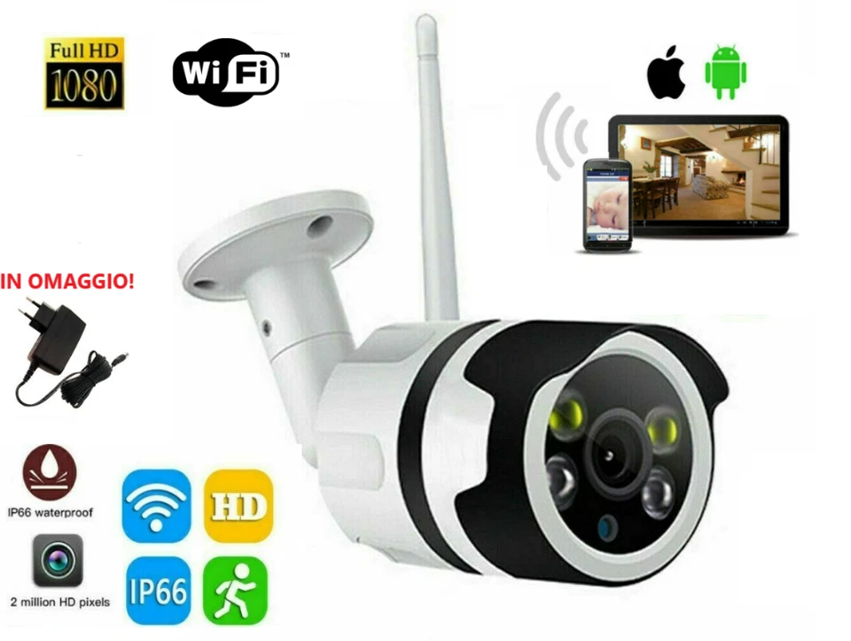 TELECAMERA ESTERNA/INTERNA FULL HD 1080P WIRELESS SLOT SD IP66