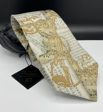 Eagles Wings Men's 100% Silk Tie ~ Praise Him in Song ~ Beige ~ NEW!