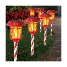 Dynaming 6 Pack Christmas Solar Torch Lights Outdoor, Flickering Flame Torch ...