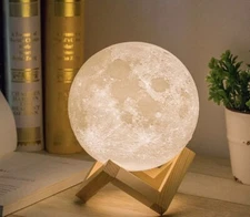 3D Moon Lamp With 5.9 Wooden base LED Night Light, Mood Light With Touch Control