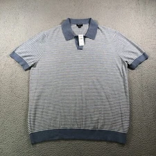 Todd Snyder Shirt Mens 2XL XXL Sky Blue Montauk Stripe Premium Cashmere Polo