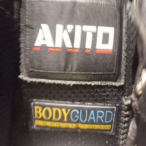 AKITO BODYGUARD BLACK LEATHER BIKER JACKET + REMOVABLE ELBOW UK 40 - Picture 11 of 12