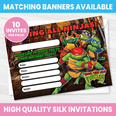 TEENAGE MUTANT NINJA TURTLES BIRTHDAY PARTY INVITATIONS TMNT INVITES PACK