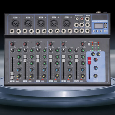 7 Kanal Audio Mischpult Konsole Verstärker USB DJ Live Mixer Studio Bluetooth